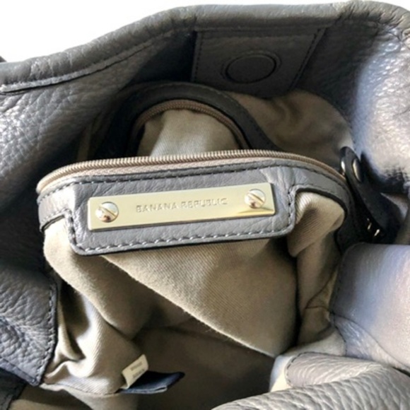 Banana Republic Genuine Leather Gray Hobo Bag - Picture 5 of 7